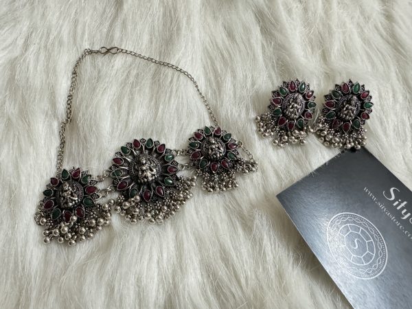 Lakshmi oxidised Chocker Set