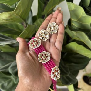 Kundano Chocker with earrings - Pink