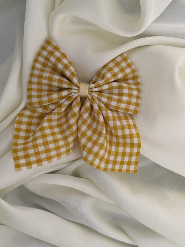 Check Bow Hair Clip – Yellow
