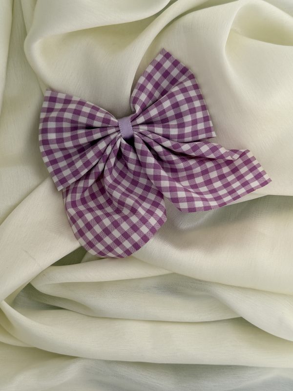 Check Bow Hair Clip – Purple